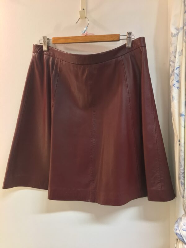 M&S burgundy leather skirt