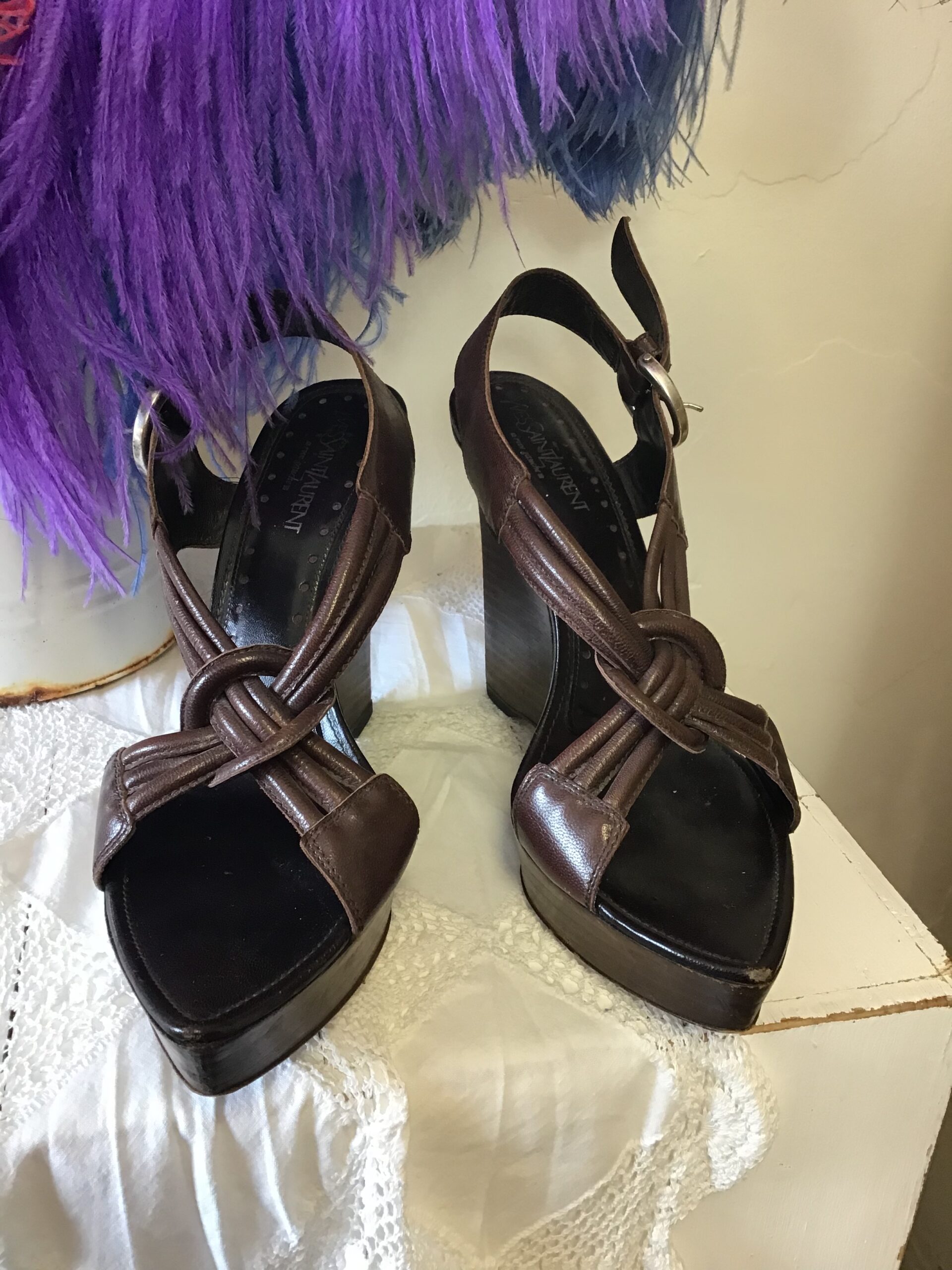 YSL wedge sandals | Flutterby's Boutique